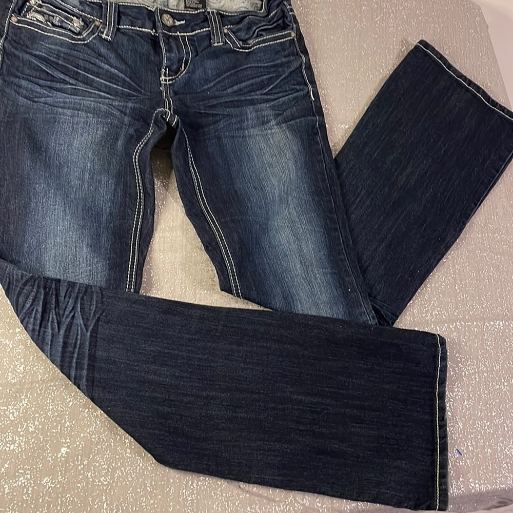 Soundgirl Boot Cut Denim Jeans Juniors Size 9 Dark Blue.